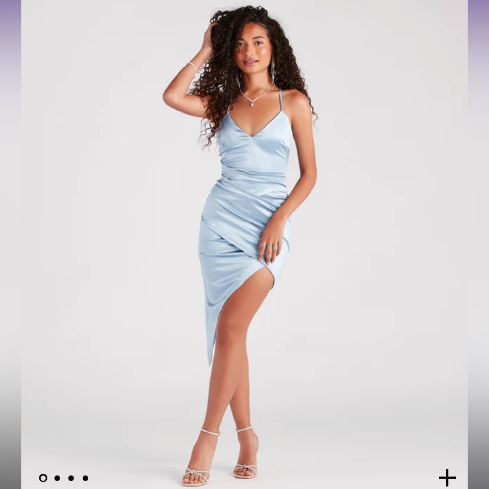 Pretty And Sleek Satin Wrap Midi Dress